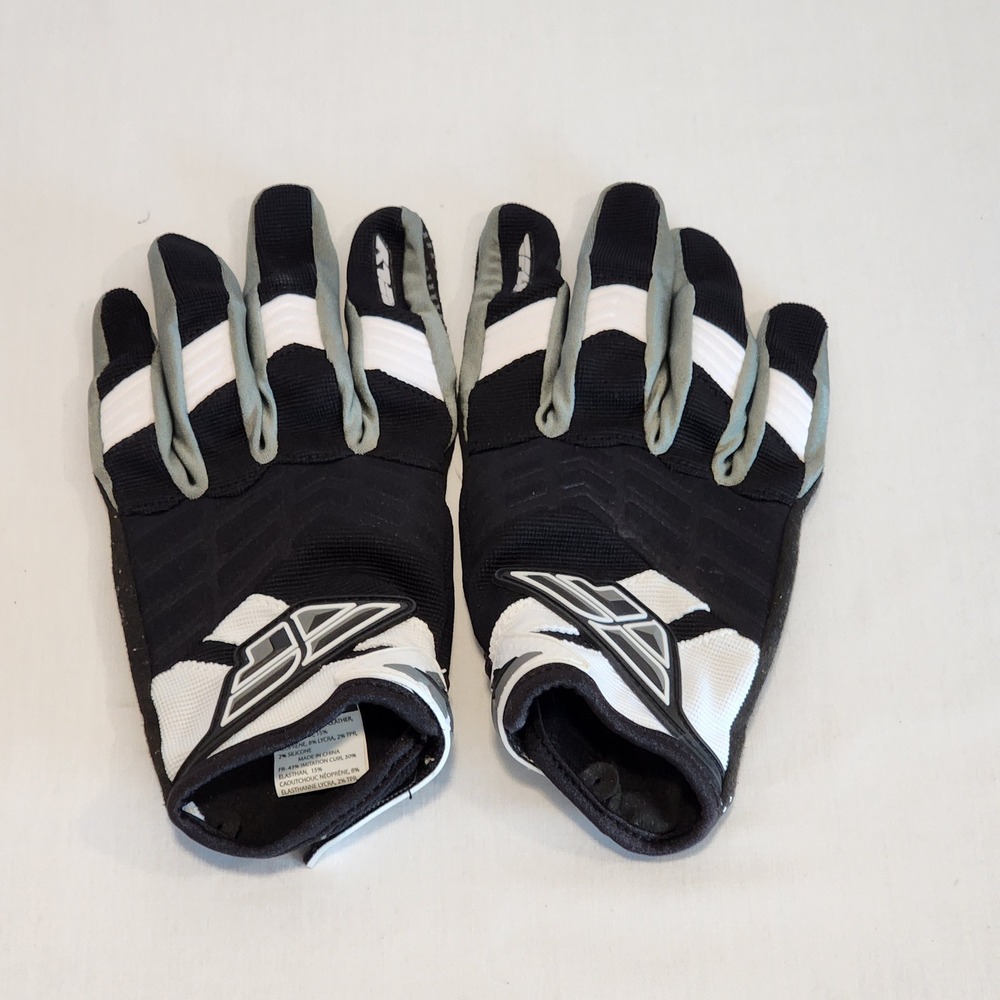 Fly Racing F-16 Motocross BMX MTB Gloves Black White Grey Women Size 8 Small